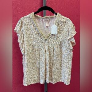 Japna Cream Blouse with Gold Swirl Print